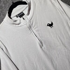 Bad Birdie Quarter Zip Pullover Mens Medium Light Gray Golf Mock Neck Athletic
